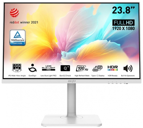 Msi MD2412PW 23.8 inch 1920x1080 4ms 100Hz MM HDMI DP Type-C Beyaz Pivot Monitör