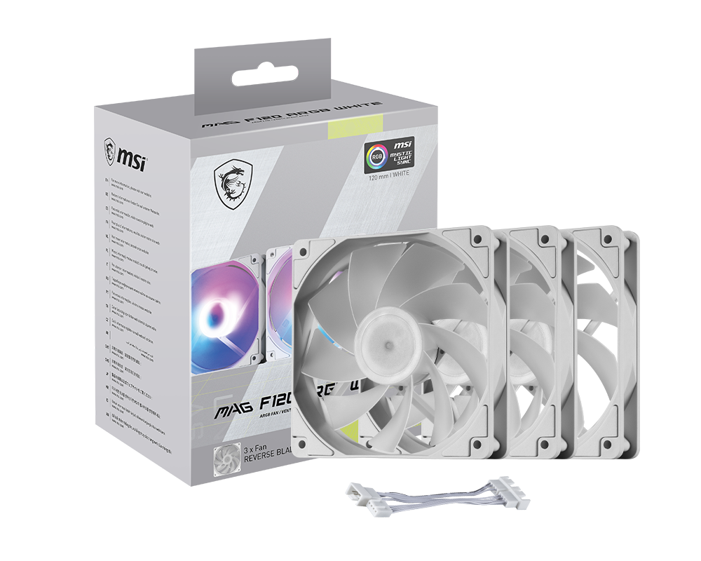 Msi MAG F120 ARGB WHITE-3RW 12Cm ARGB Beyaz 3 lü Reverse Kasa Fanı