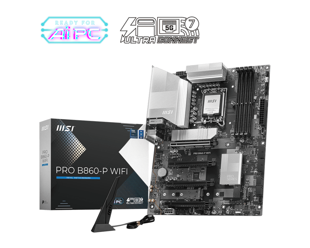 Msi PRO B860-P WIFI Sc-1851 B860 DDR5 8600Mhz 3xM2 Wifi7 5GHbit LAN ATX INTEL Anakart