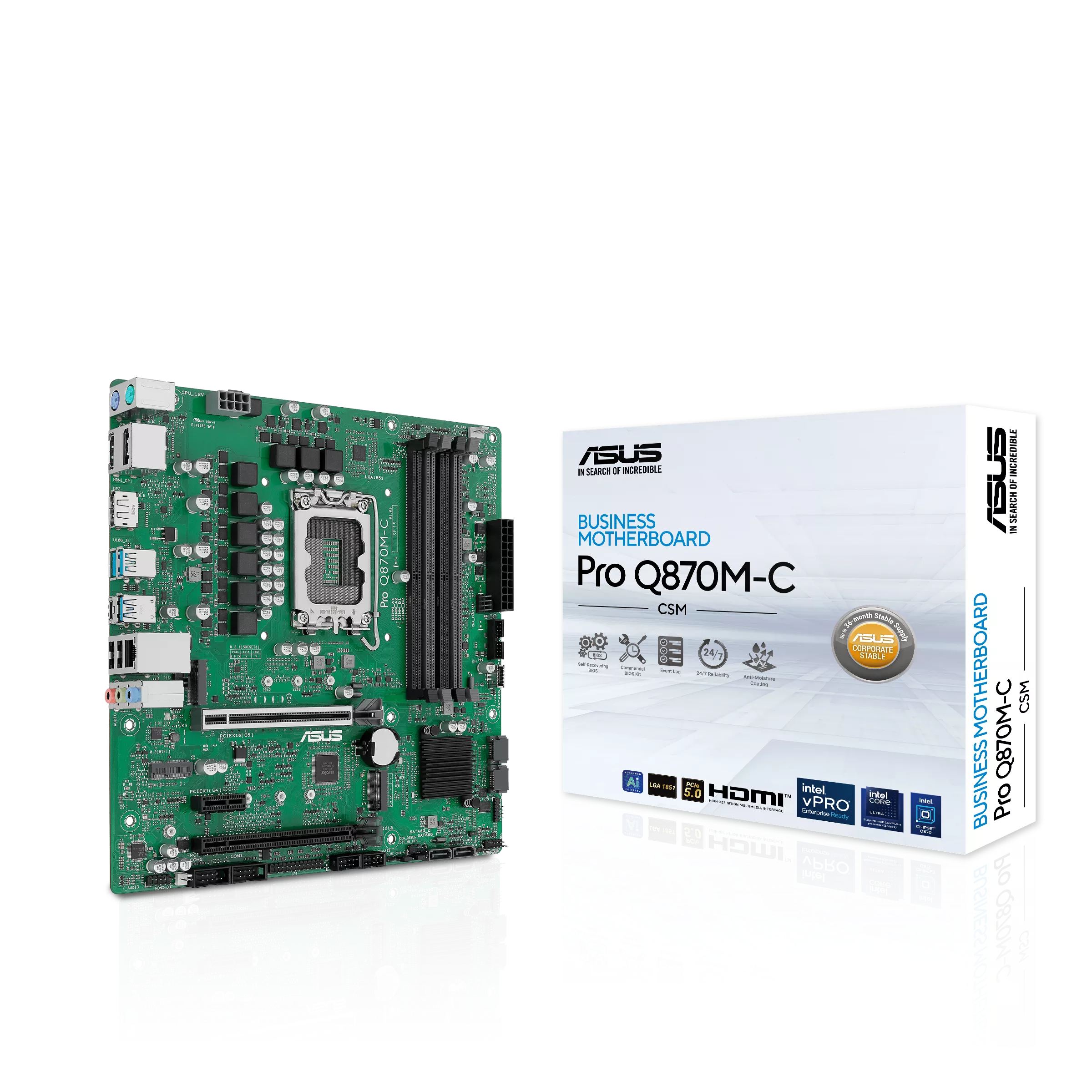 Asus PRO Q870M-C-CSM Sc-1851 DDR5 6400Mhz 2xM2 Vpro Destekli mATX INTEL Anakart