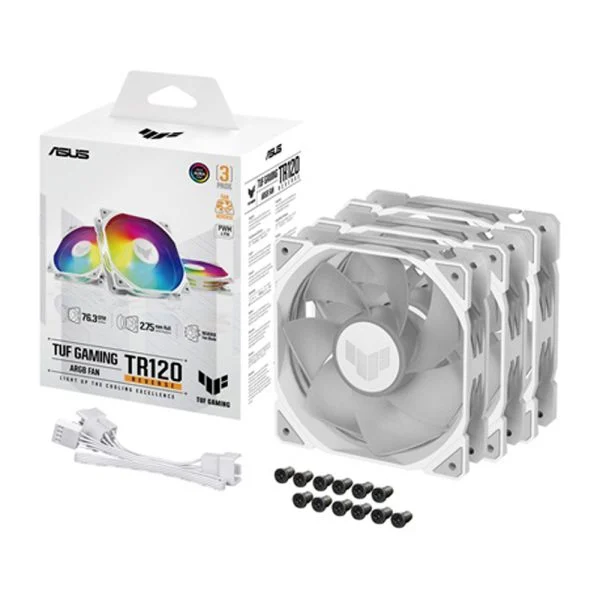 Asus TUF TR120 REVERSE 12cm ARGB Fanlı Adreslenebilir 3 In 1 Ters Fan Akışı Beyaz Kasa Radyatör Fanı