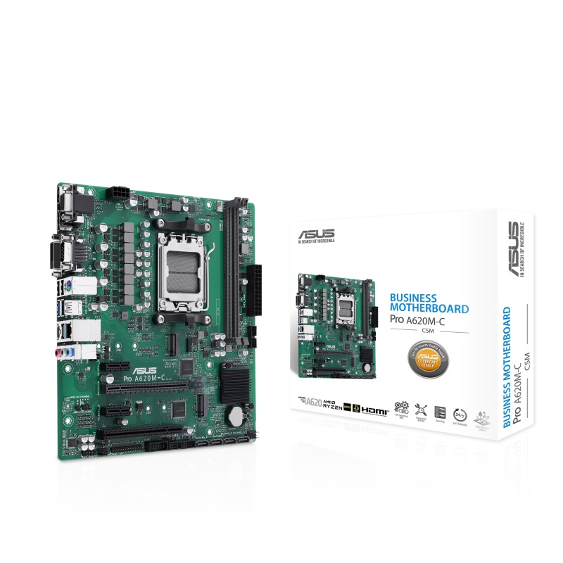 Asus Pro A620m-C-CSM Sc-AM5 A620 DDR5 6400Mhz 2xM.2 AURA RGB Com mATX AMD Anakart