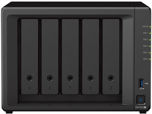 Synology DS1522 PLUS AMD Ryzen R1600 8GB DDR4 5x3.5 inch HDD 2xM.2 4xLAN Ağ Depolam NAS