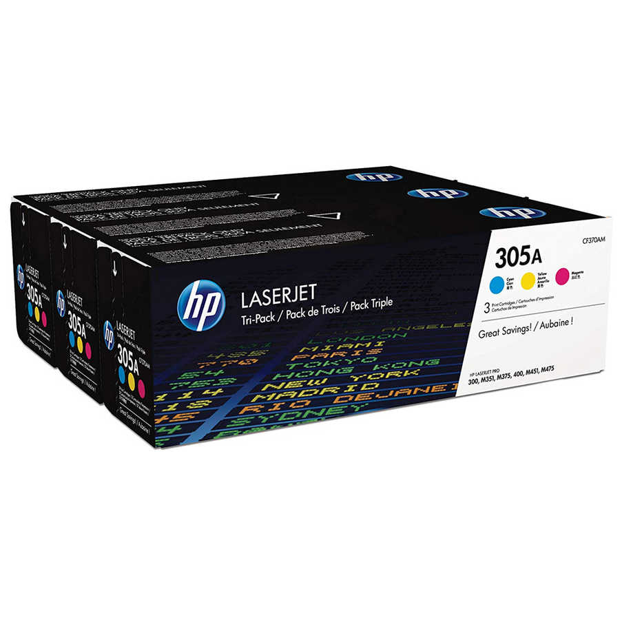 Hp CF370AM 305A 2.600 Sayfalık Mavi Kırmızı Sarı 3 Lü Paket Orjinal Laser Toner