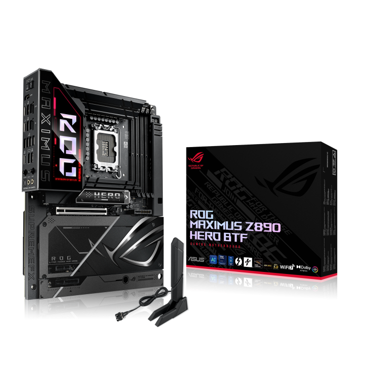 Asus ROG MAXIMUS Z890 HERO BTF Sc-1851 DDR5 9200Mhz 6xM2 Wifi7 2.5-5Gbit ATX INTEL Anakart