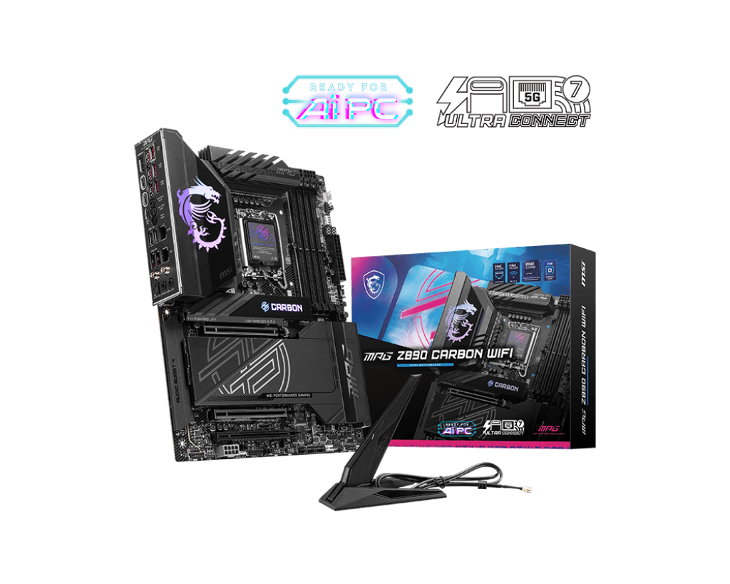 Msi MPG Z890 CARBON WIFI Sc-1851 Z890 DDR5 9200Mhz 5xM2 2.5-5Gbit Lan WIFI7 20Gbps USB ATX INTEL Anakart