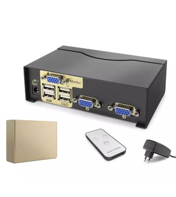 Hadron HDX1380 2 Port Giriş 1 Port Çıkış VGA Kumandalı Kwm Switch