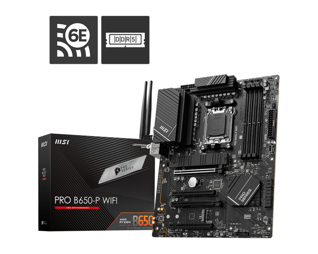 Msi PRO B650-P WIFI Sc-AM5 B650 DDR5 6400Mhz M.2 2.5Gbit LAn Wi-Fi 6E ATX AMD Anakart