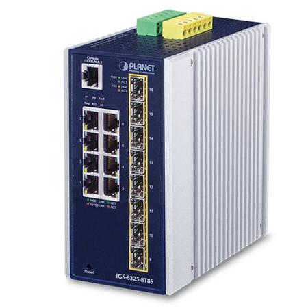Planet PL-IGS-6325-8T8S 8 Port Gigabit 8 Port SFP  Endüstriyel Managed Switch