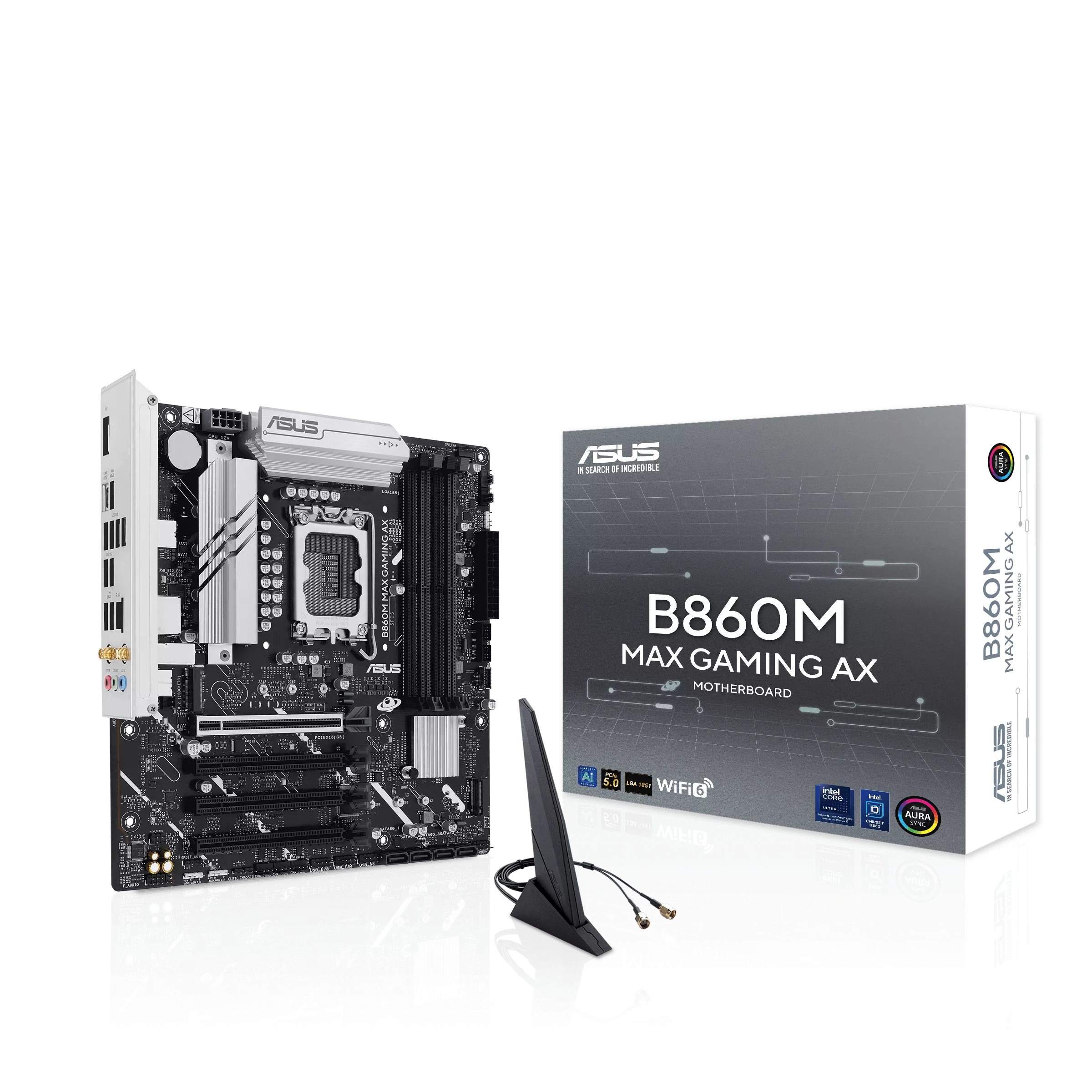 Asus B860M MAX GAMING AX Sc-1851 DDR5 8666Mhz 3xM2 2x2 WiFi6 2.5Gbit LAN mATX INTEL Anakart