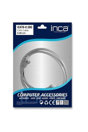 Inca ICAT6-050G 0.50 Mt CAT6 UTP AWG23 Gri Patch Cord Kablo