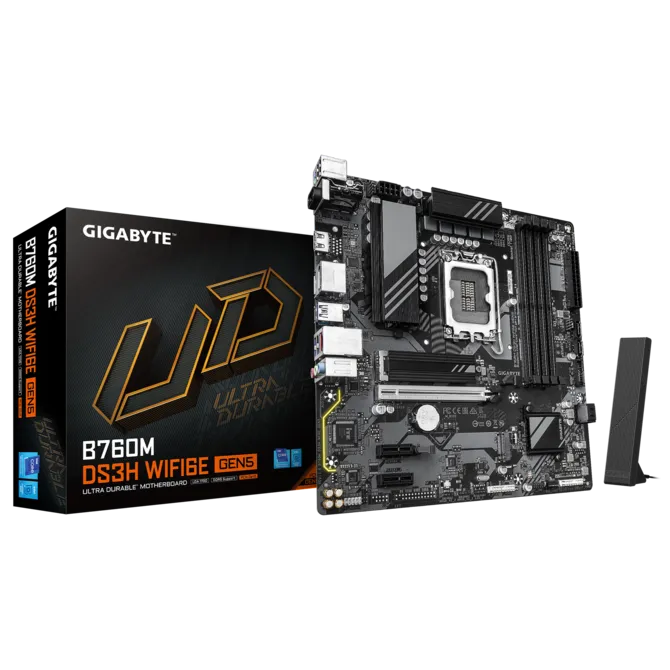 Gigabyte B760M DS3H WIFI6E GEN5 Sc-1700 DDR5 7600MHz 2xM2 2.5Gbit Wi-Fi 6E mATX INTEL Anakart