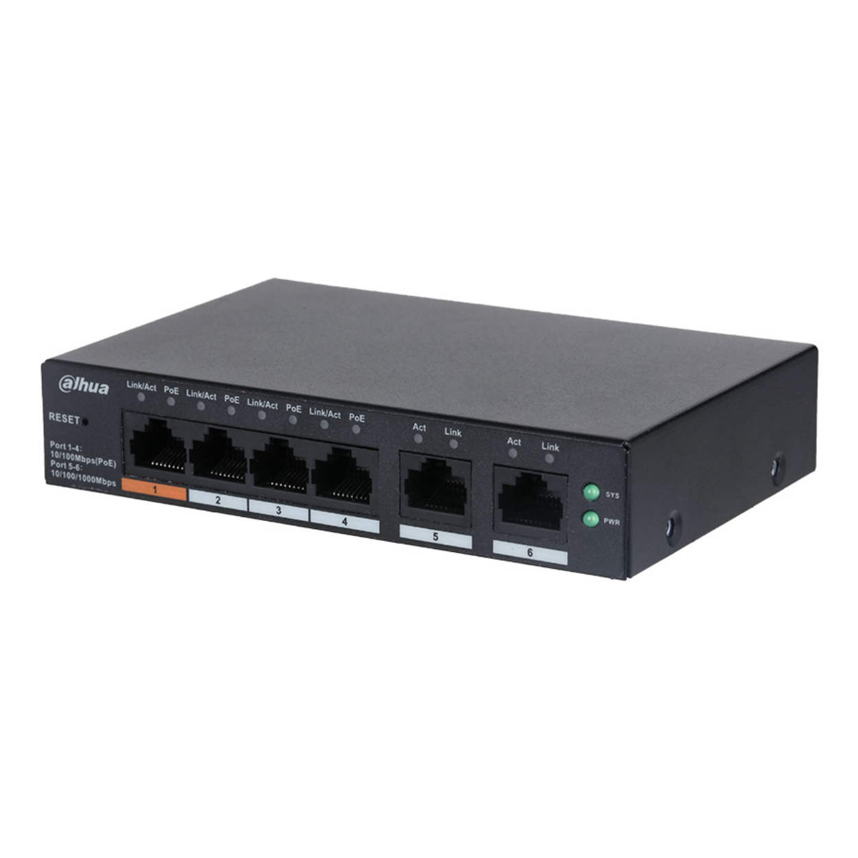 Dahua CS4006-4ET-60 4 Port Gigabit PoE 60W 2 Port Gigabit Uplink PoE Masaüstü Switch