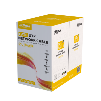 Dahua PFM920-6UN 305 Mt UTP CAT6 23AWG Siyah Saf Bakır Network Kablosu