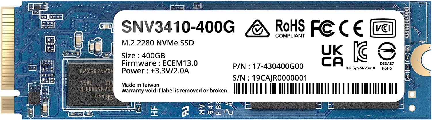Synology SNV3410-400G 400 GB 3000-750Mb/s 22x80 NVMe M.2 NAS SSD Harddisk