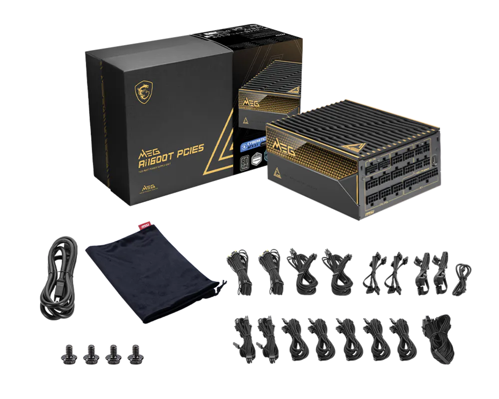 Msi MEG AI1600T PCIE5 1600W 80 Plus Titanium 13.5cm Fanlı Full Modüler ATX Power Supply