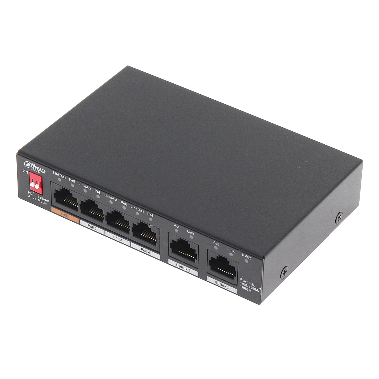 Dahua PFS3006-4GT-60-V2 4 Port Gigabit PoE 2 Port Uplink 60W Plastik Kasa Masasütü PoE Switch