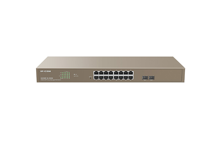 Ip-Com G3318P-16-250W 16 Port Gigabit 2 Port SFP 250W Full PoE Cloud Yönetilebilir PoE Switch