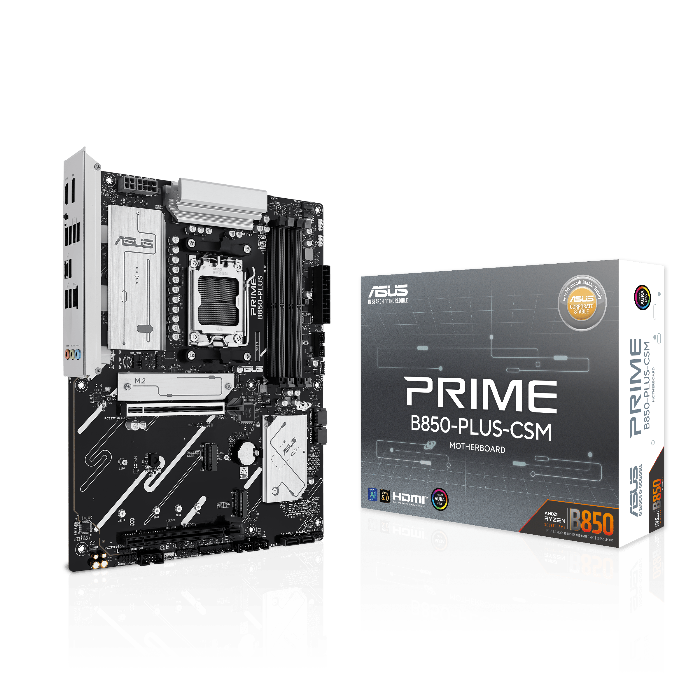 Asus PRIME B850-PLUS-CSM Sc-AM5 DDR5 8000Mhz 3xM2 2.5Gbit AURA RGB ATX AMD Anakart