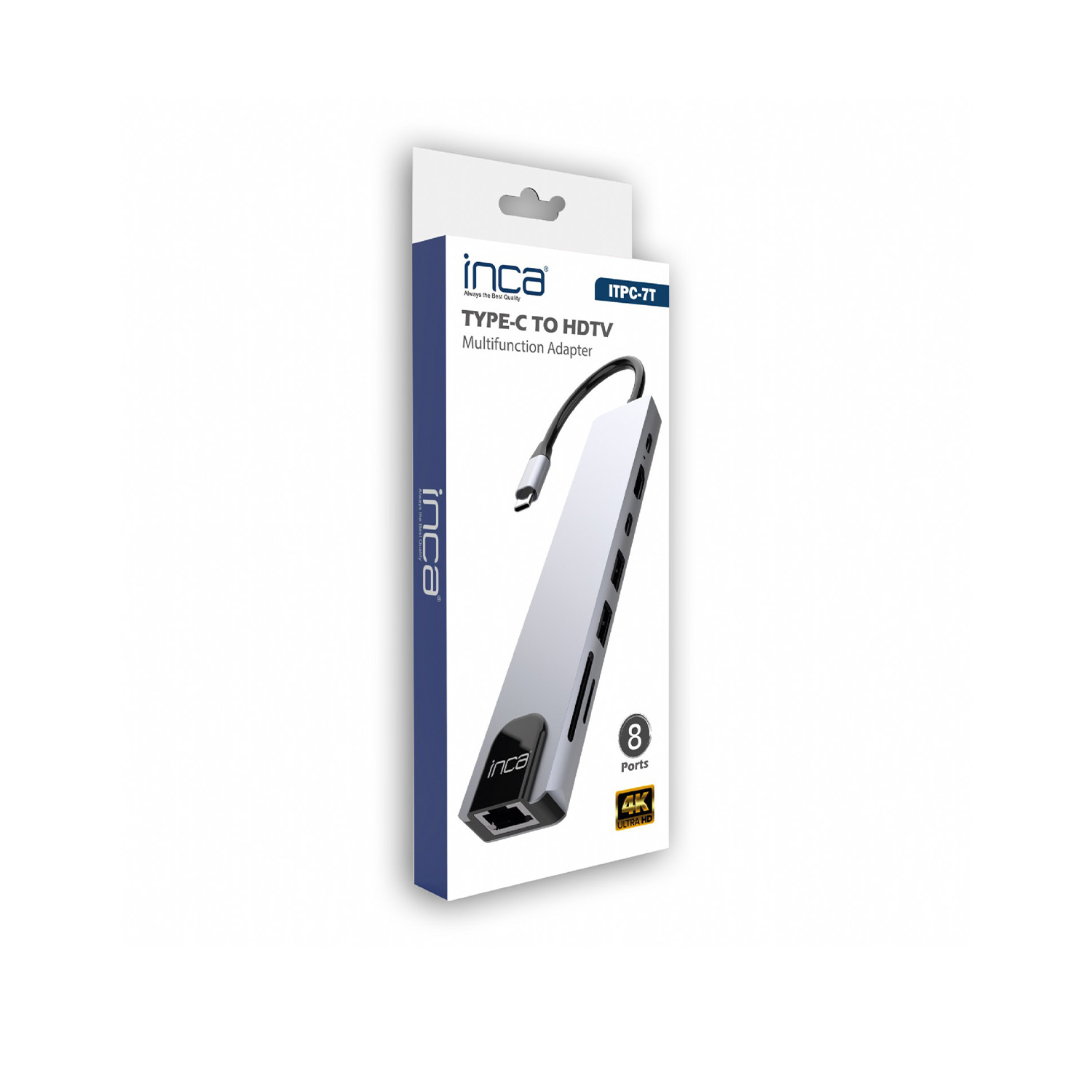 Inca ITPC-7T USB Type C to HDMI RJ45 4K 30Hz USB 3.0 microSD 480Mbps 5Gbps USB Ekran Adaptörü