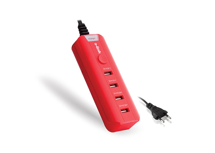 S-Link SL-M4 4 Port Usb 4000mAH Kırmızı Ev Şarj Adaptörü