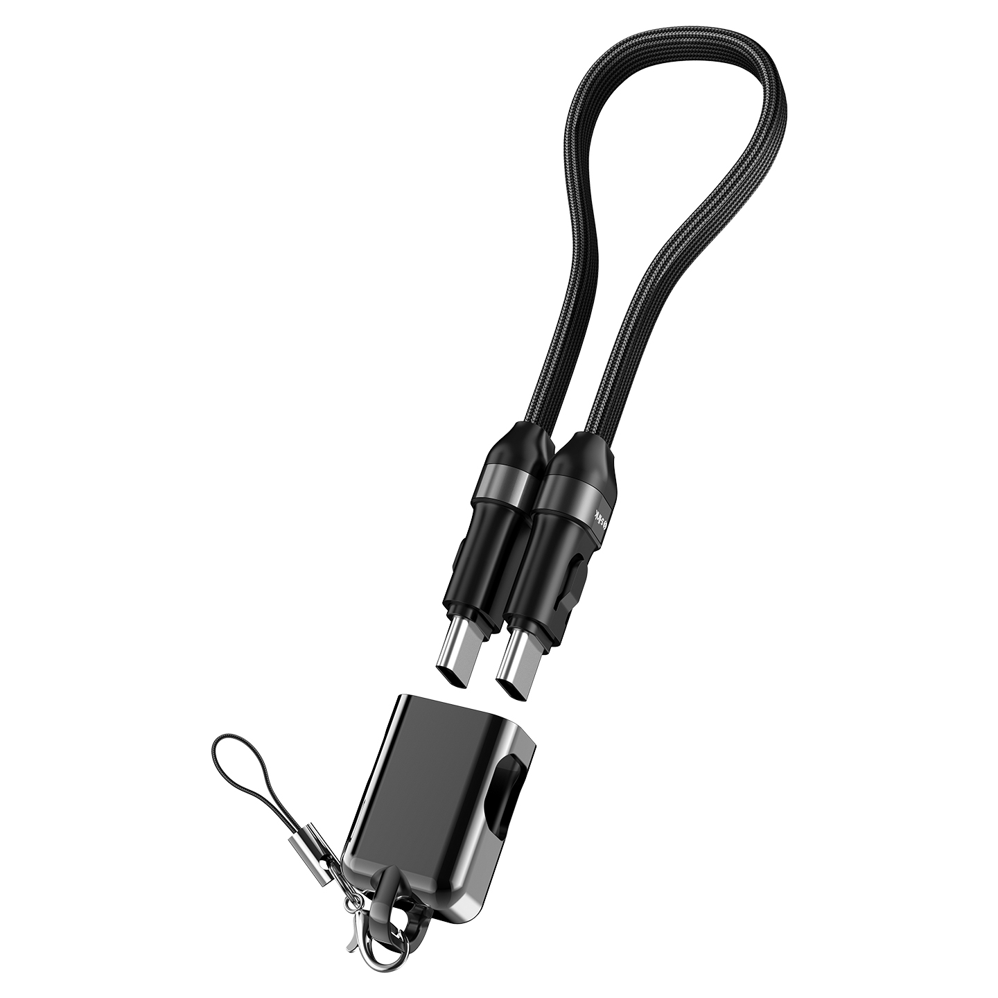 S-link Armor CC-020 0.20 Mt 60W USB Type-C to USB Type-C Örgülü Metal Başlıklı Siyah Şarj Kablosu