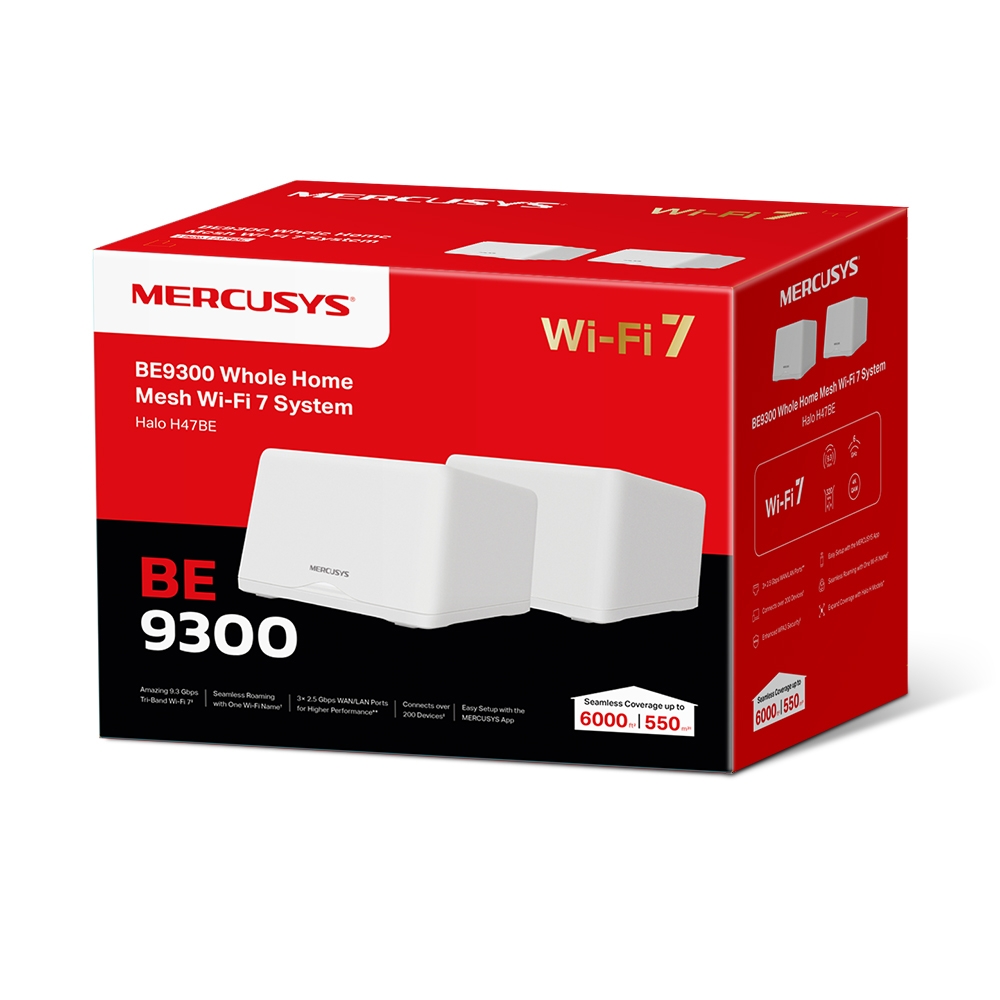 Tp-Link Mercusys HALO H47BE 2 li Paket BE9300 3 Port Gigabit 9300Mbps Tri Band Wi-Fi Mesh Menzil Uzatıcı