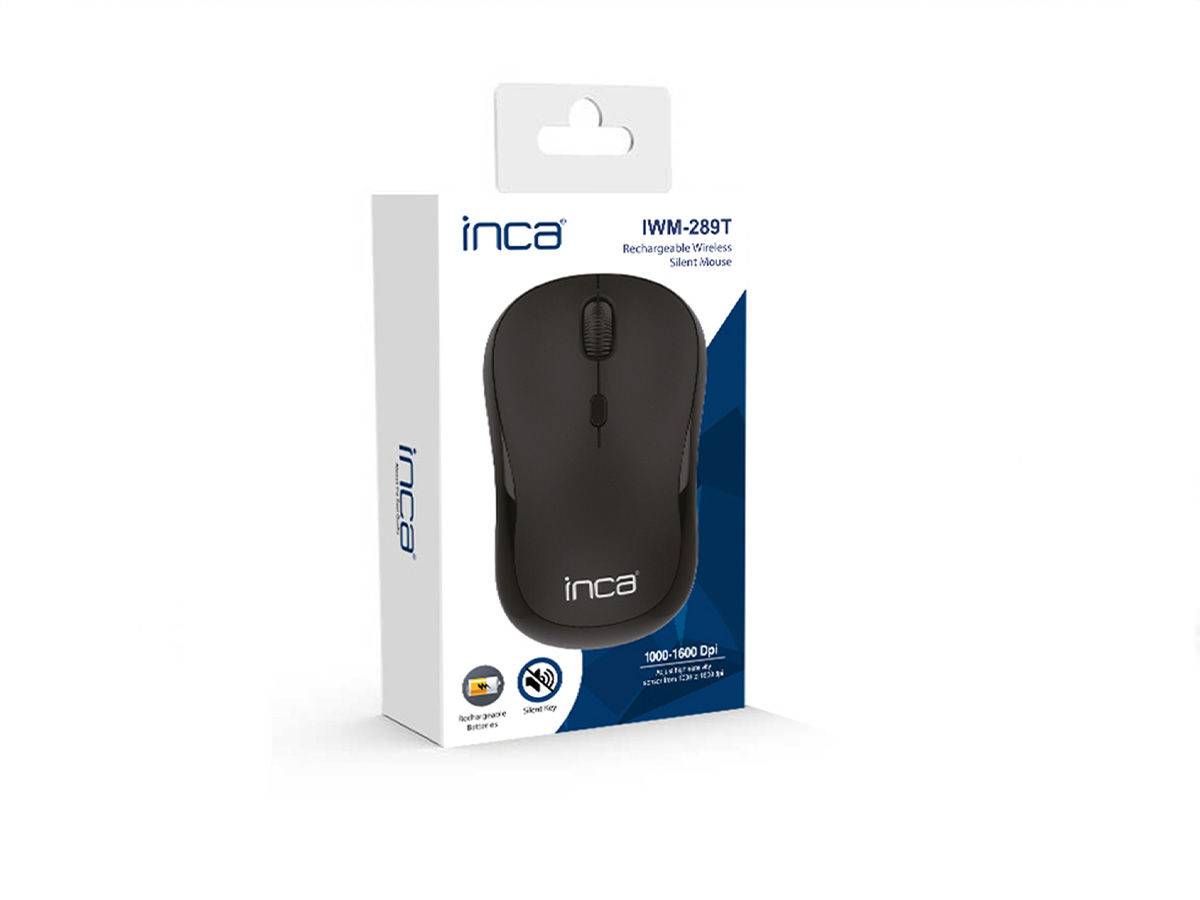 Inca IWM-289T 1600Dpi 4 Tuşlu Şarjlı Sessiz Kablosuz Siyah Mouse