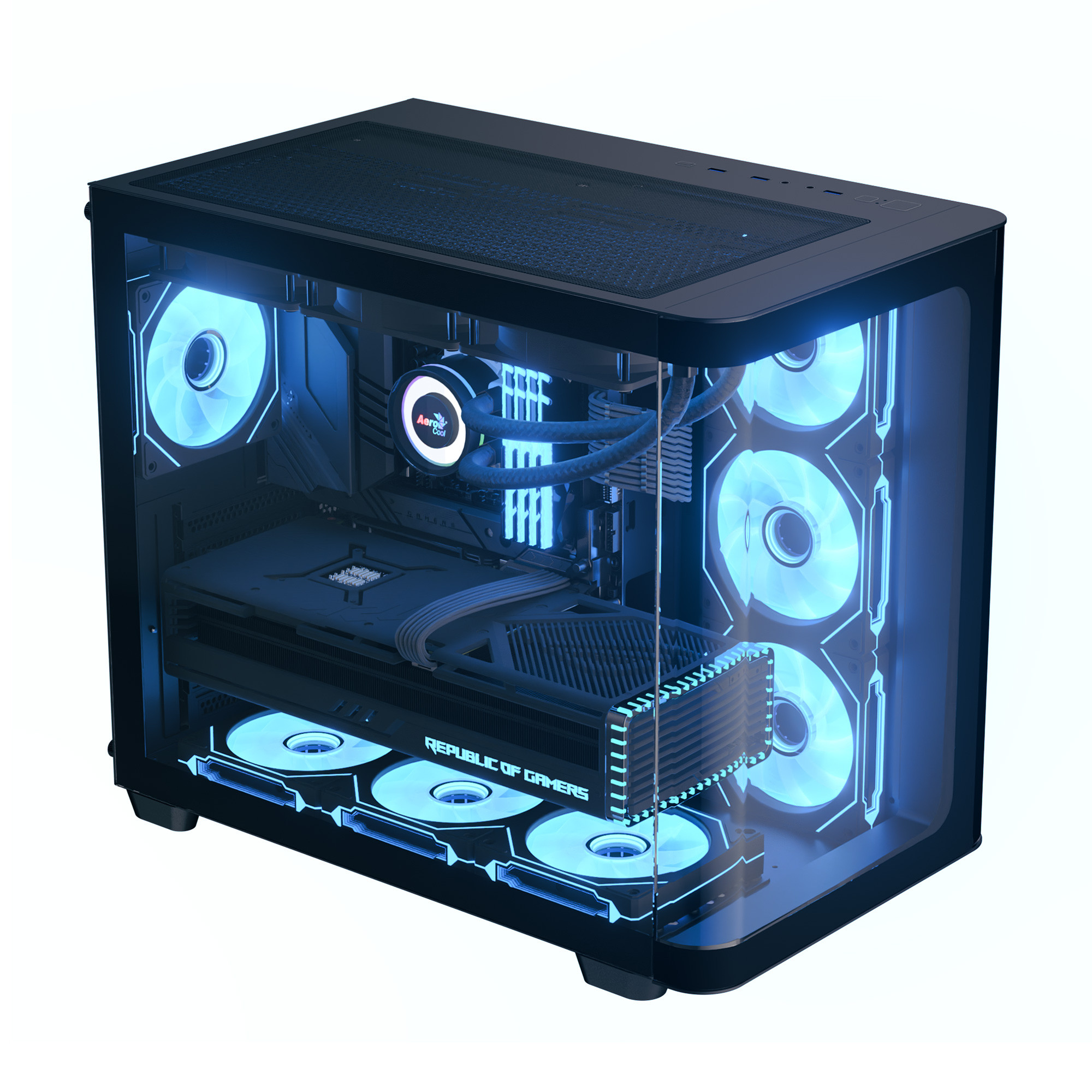 Aerocool AE-P500C-BK P500C PSU YOK 4x12cm ARGB Fanlı Mid Tower ATX Oyuncu Kasası