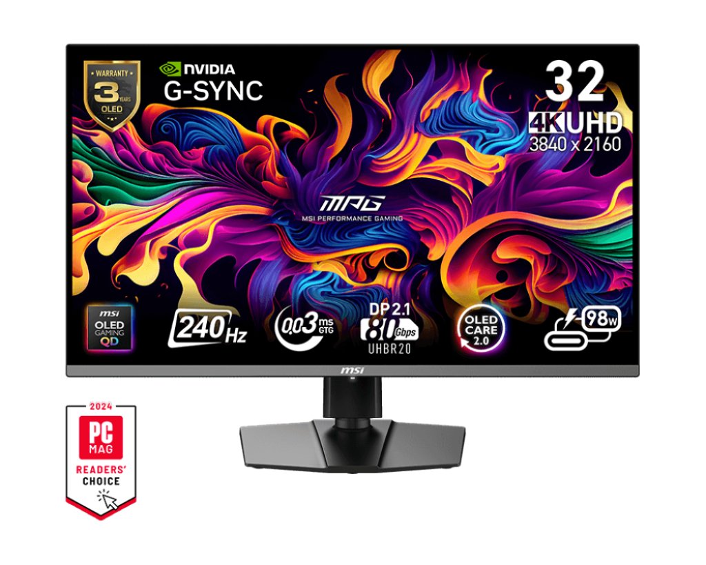 Msi MPG 322URX QD-OLED 31.5 inhc 3840x2160 0.03ms 240Hz HDMI DP OLED Adaptive-Sync IPS Oyuncu Monitörü