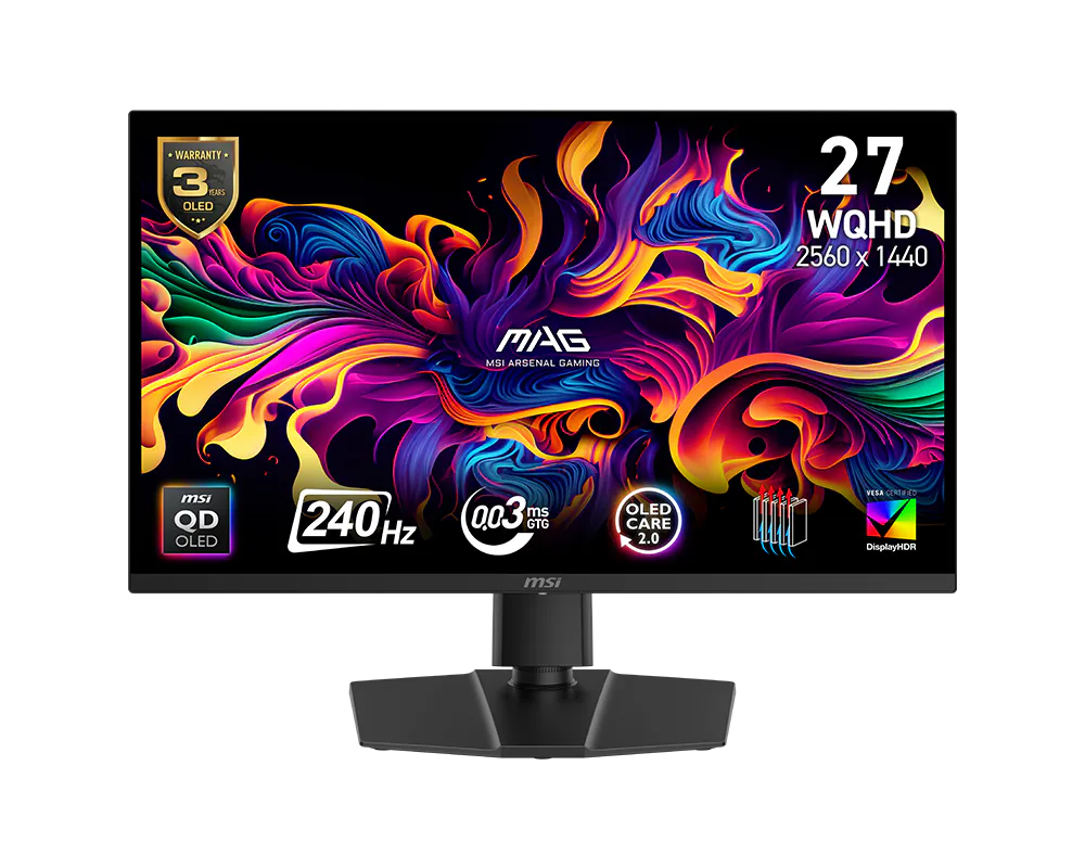 Msi MAG 271QP QD-OLED X24 26.5 inch 2560x1440 0.03ms 240Hz HDMI DP Adaptive-Sync Oyuncu Monitörü