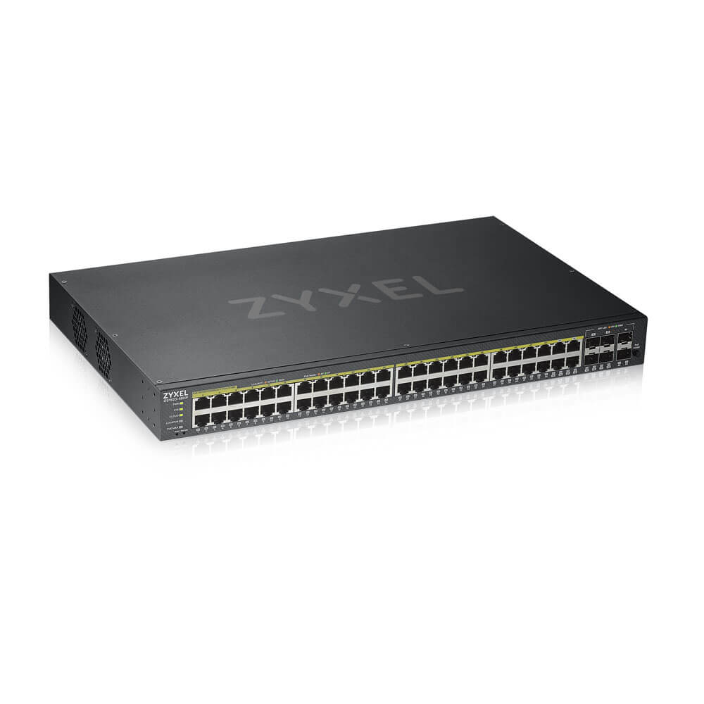 Zyxel GS192048HPV2-EU0101F 48 Port Gigabit PoE 4 Port SFP V2 L2 Hybride Yönetilebilir PoE Switch