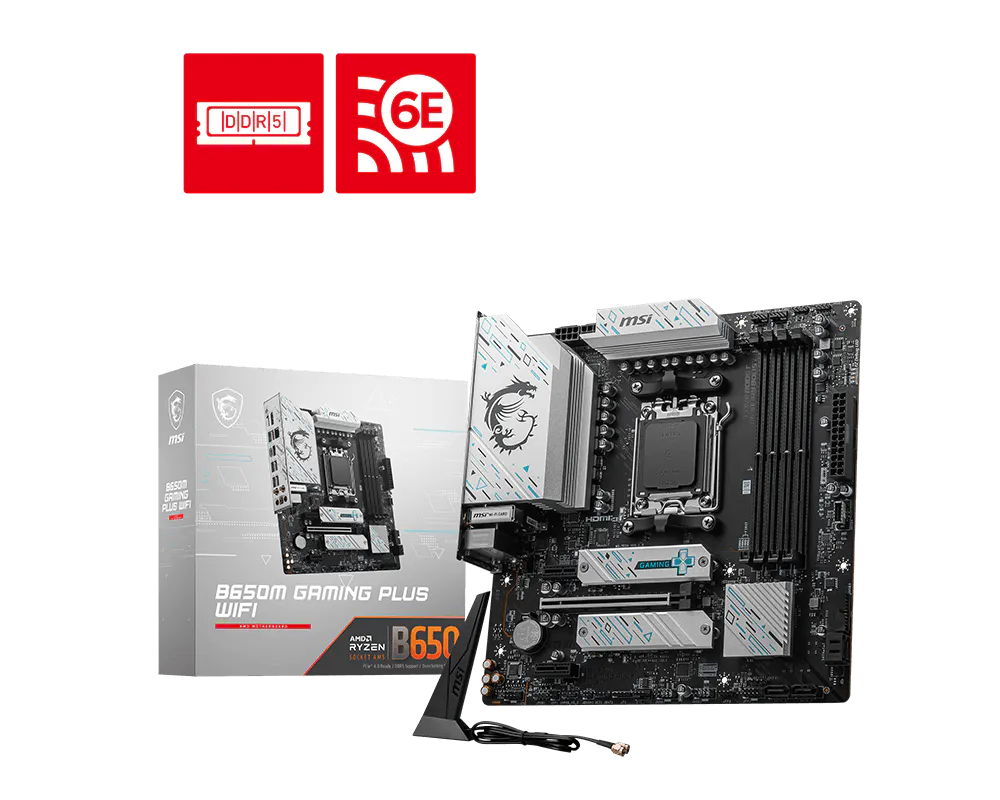 Msi B650M GAMING PLUS WIFI Sc-AM5 DDR5 7200Mhz M2 2.5Gbit Lan Wi-Fi6E mATX AMD Anakart