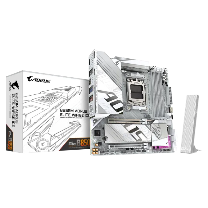 Gigabyte B850M AORUS ELITE WIFI6E ICE Sc-AM5 DDR5 8200MHz M2 Wi-Fi 6W 2.5Gbit mATX AMD Anakart