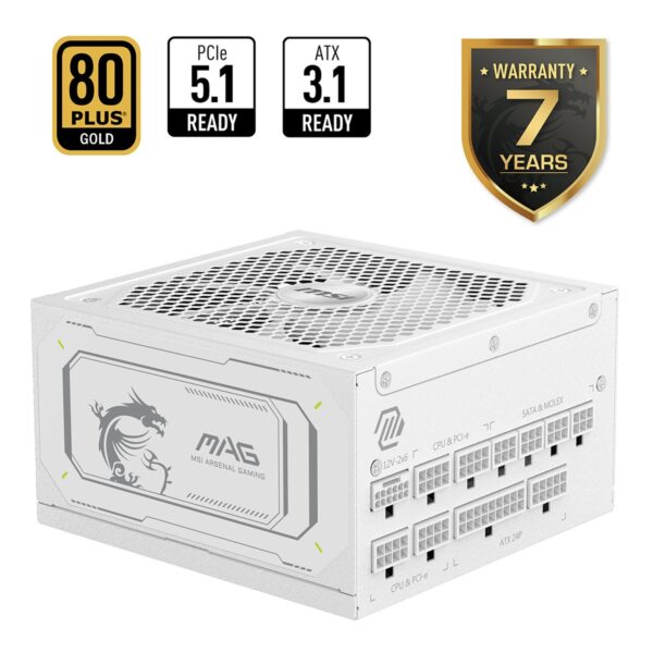 Msi MAG A1000GL PCIE5 WHITE 1000W 80 Plus Gold 12cm Fanlı Full Modüler Beyaz ATX Power Supply