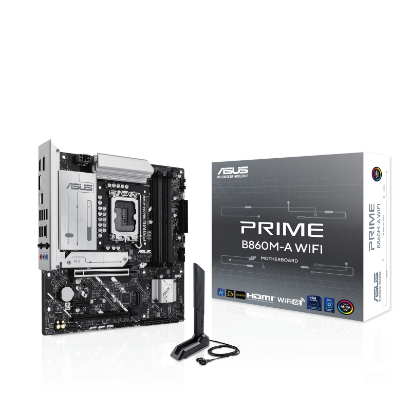 Asus PRIME B860M-A WIFI Sc-1851 DDR5 8666Mhz 2xM2 Wifi 6W 2.5Gbit Aura RGB mATX INTEL Anakart