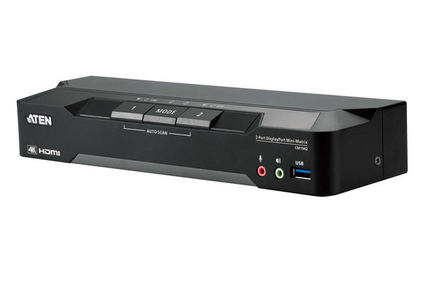 Aten CM1942 2-Port 4K DisplayPort Dual Display Mini-Matrix Boundless KVM Switch