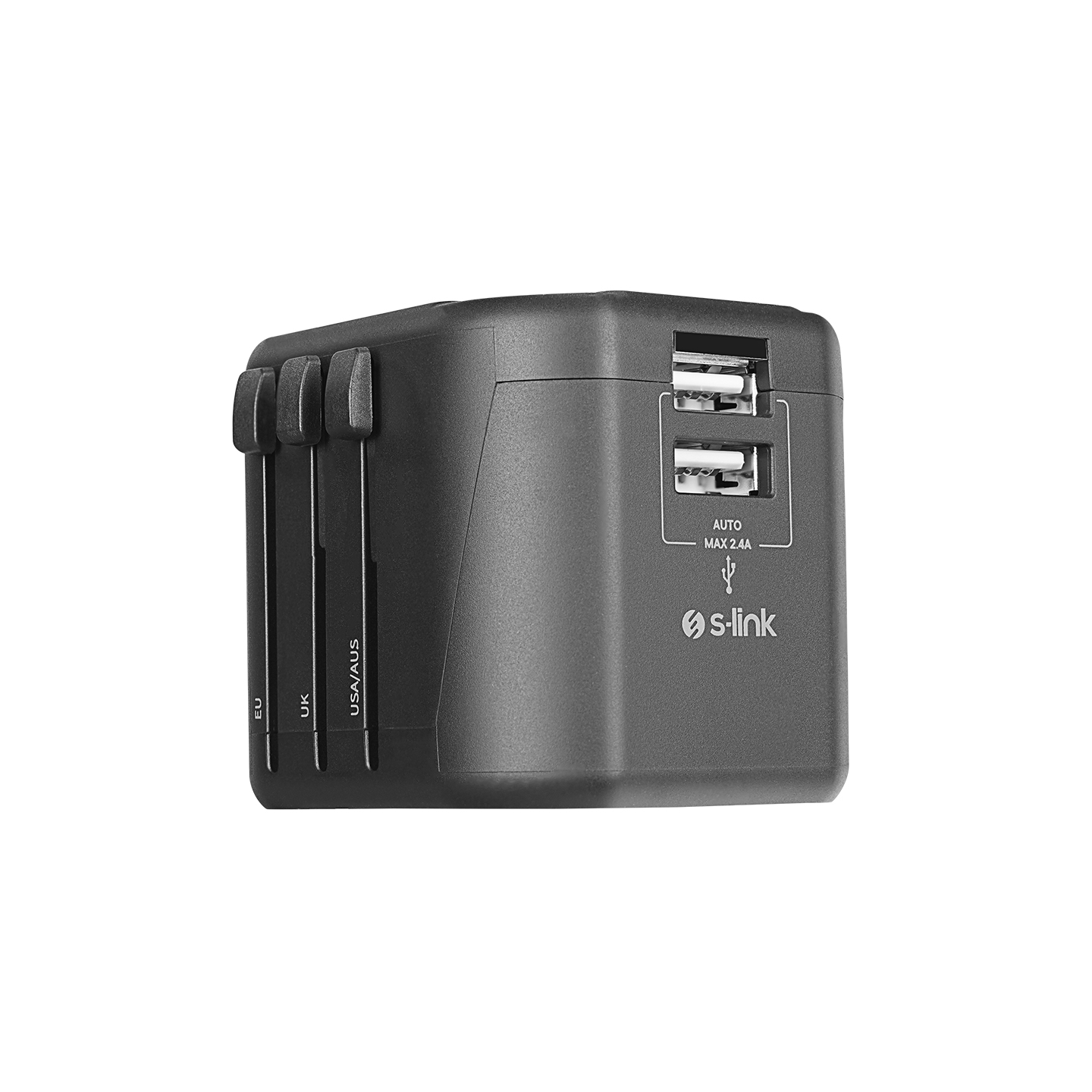 S-Link SW-KC028 100-240W 2xUSB 2.4A Akım Sigortalı Universal Çevirici Priz Adaptör