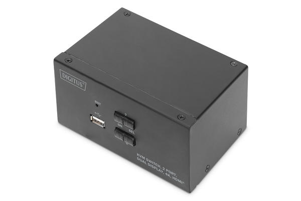 Digitus DS-12860 4 Port Giriş HDMI to 2 Port HDMI 2 Port USB Çıkışlı 4K Dual  KVM Switch