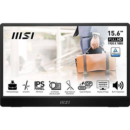 Msi PRO MP161 15.6 inch 1920x1080 4ms 60Hz HDMI DP USB Type C Anti-Glare Taşınabilir Monitör