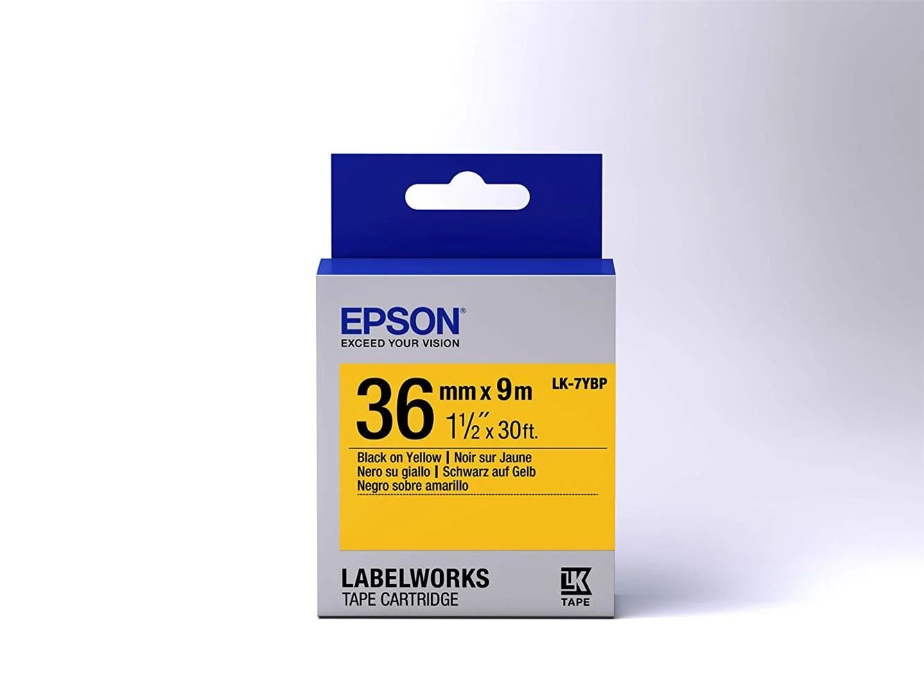Epson LK-7YBP 9Mt 36mm Pastel Sarı Üzeri Siyah Etiket
