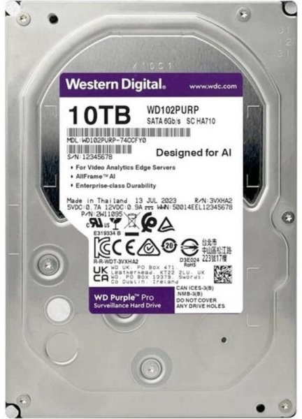 Western Digital WD102PURP 10 TB 7200Rpm 512Mb 3.5 inch Purple Pro Güvenlik Harddiski