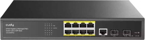 Cudy GS2008PS2 8 Port Gigabit PoE 2 Port SFp 120W Yönetilebilir Poe Switch