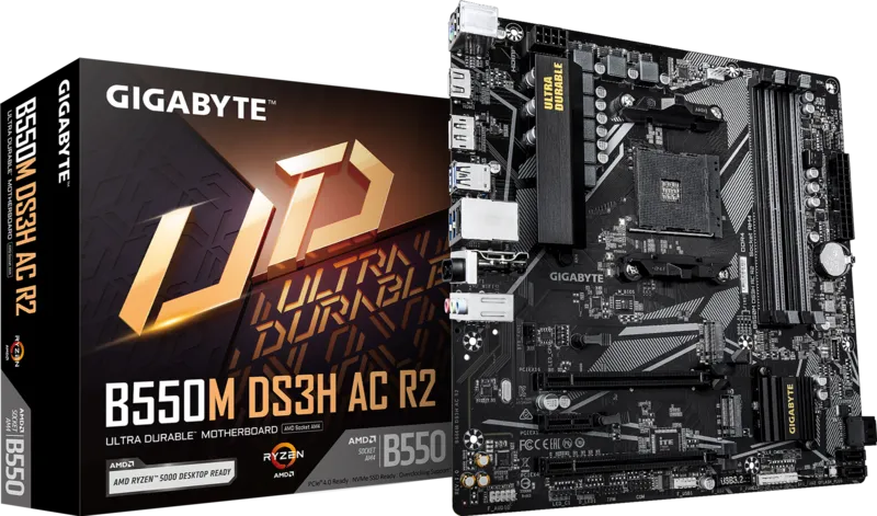 Gigabyte B550M DS3H AC R2 Sc-AM4 DDR4 3200Mhz M2 mTAX AMD Anakart