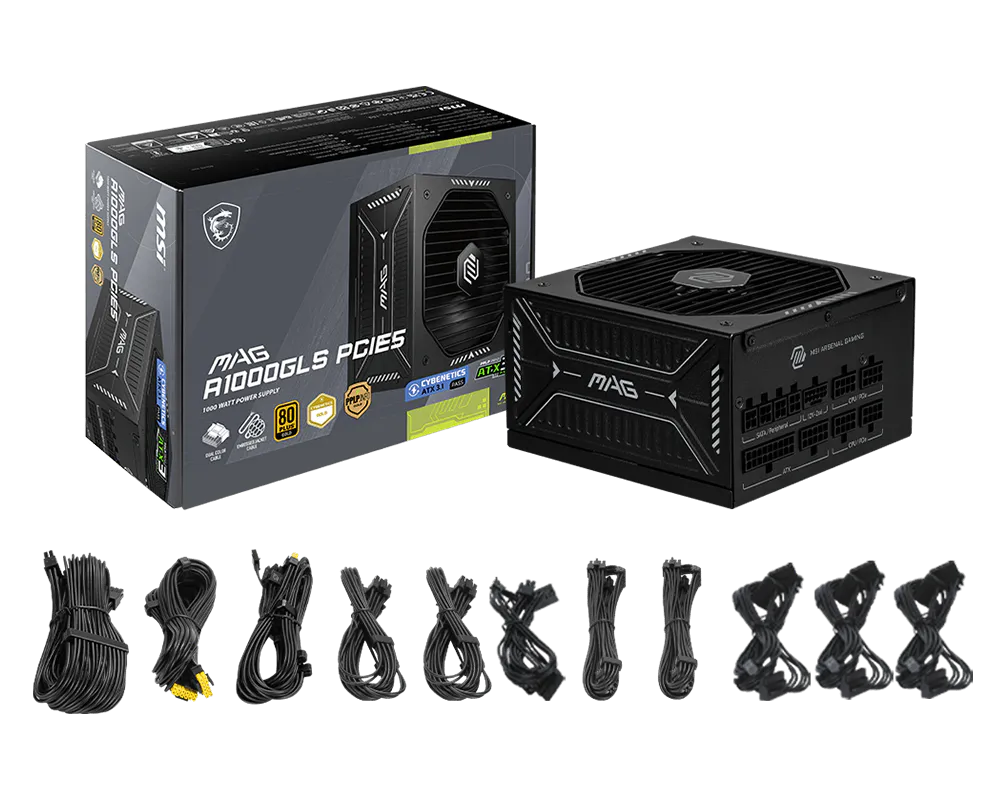 Msi MAG A1000GLS PCIE5 1000W 80 Plus Gold 13.5cm Fan Full Modüler PCIe 5 ATX Power Supply