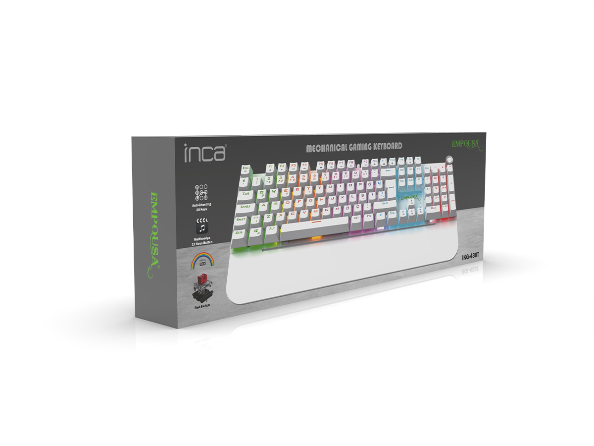 Inca IKG-430T Usb Q TR Multimedia Beyaz Kablolu Oyuncu Klavyesi