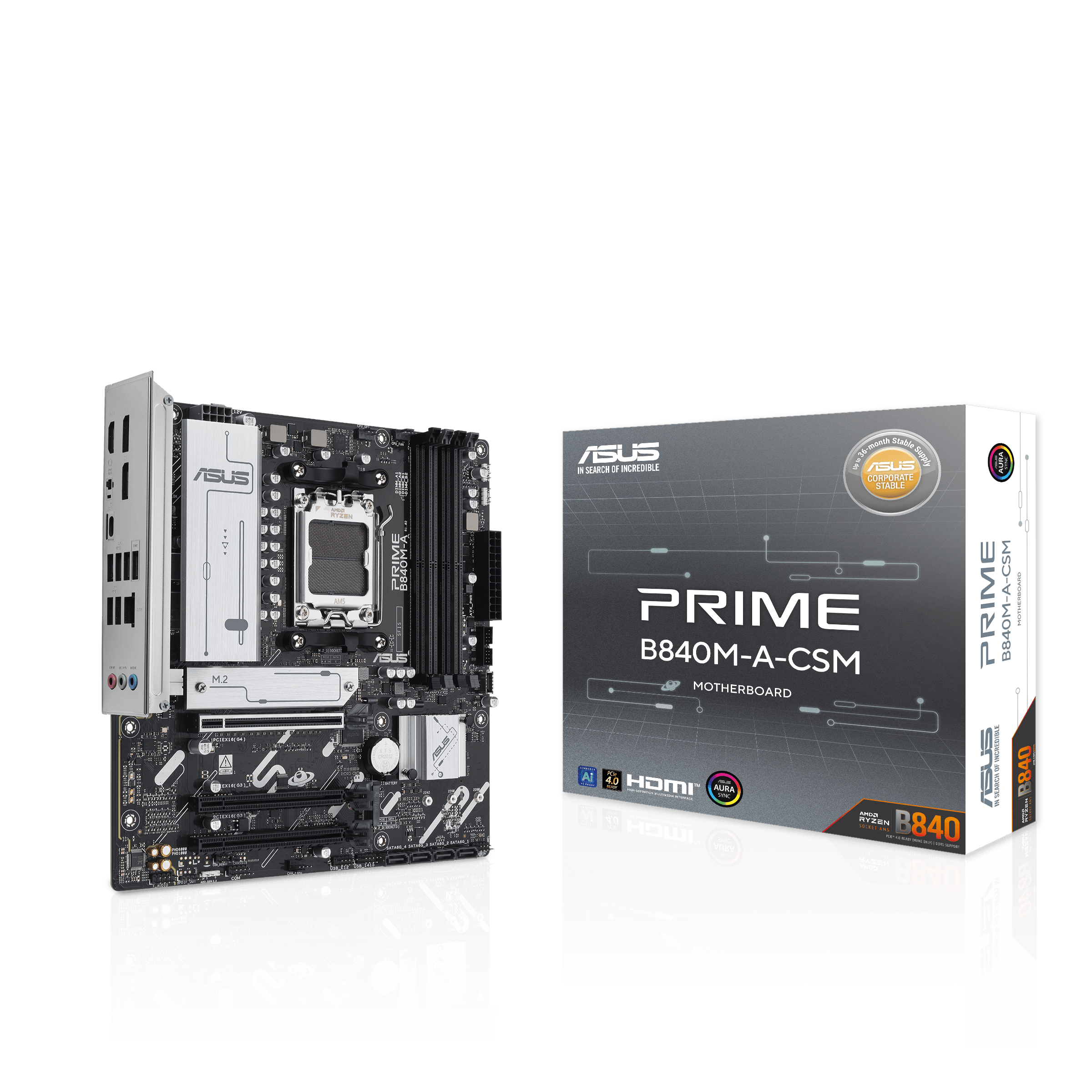Asus PRIME B840M-A-CSM Sc-AM5 B840 DDR4 5100Mhz 2xM2 2.5Gbit mATX AMD  Anakart