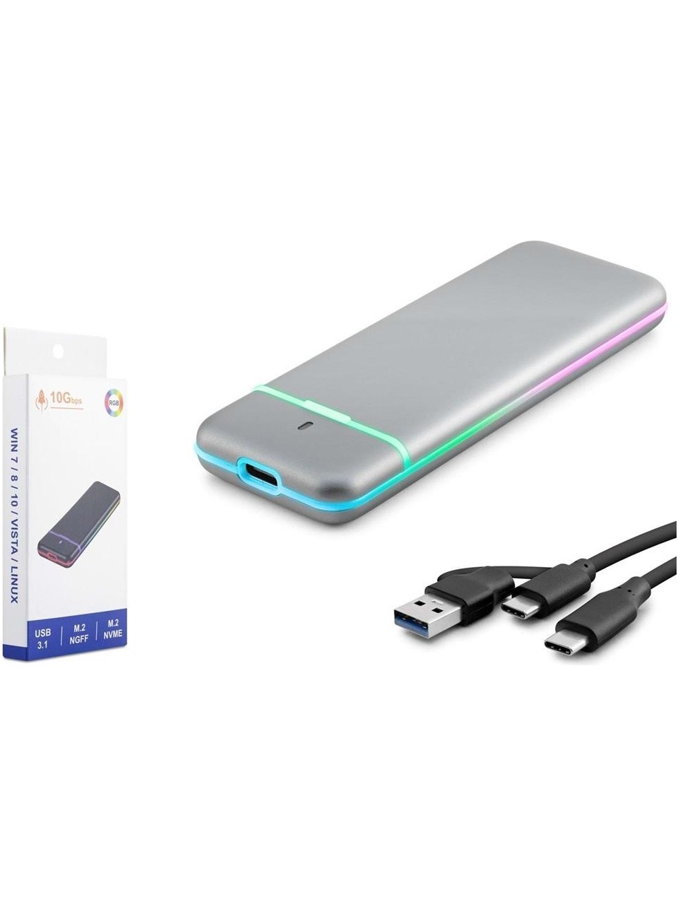 Hadron HDX1774 USB TYPE C 3.1 USB A to NGFF NVME M2 Siyah Harici SSD Harddisk