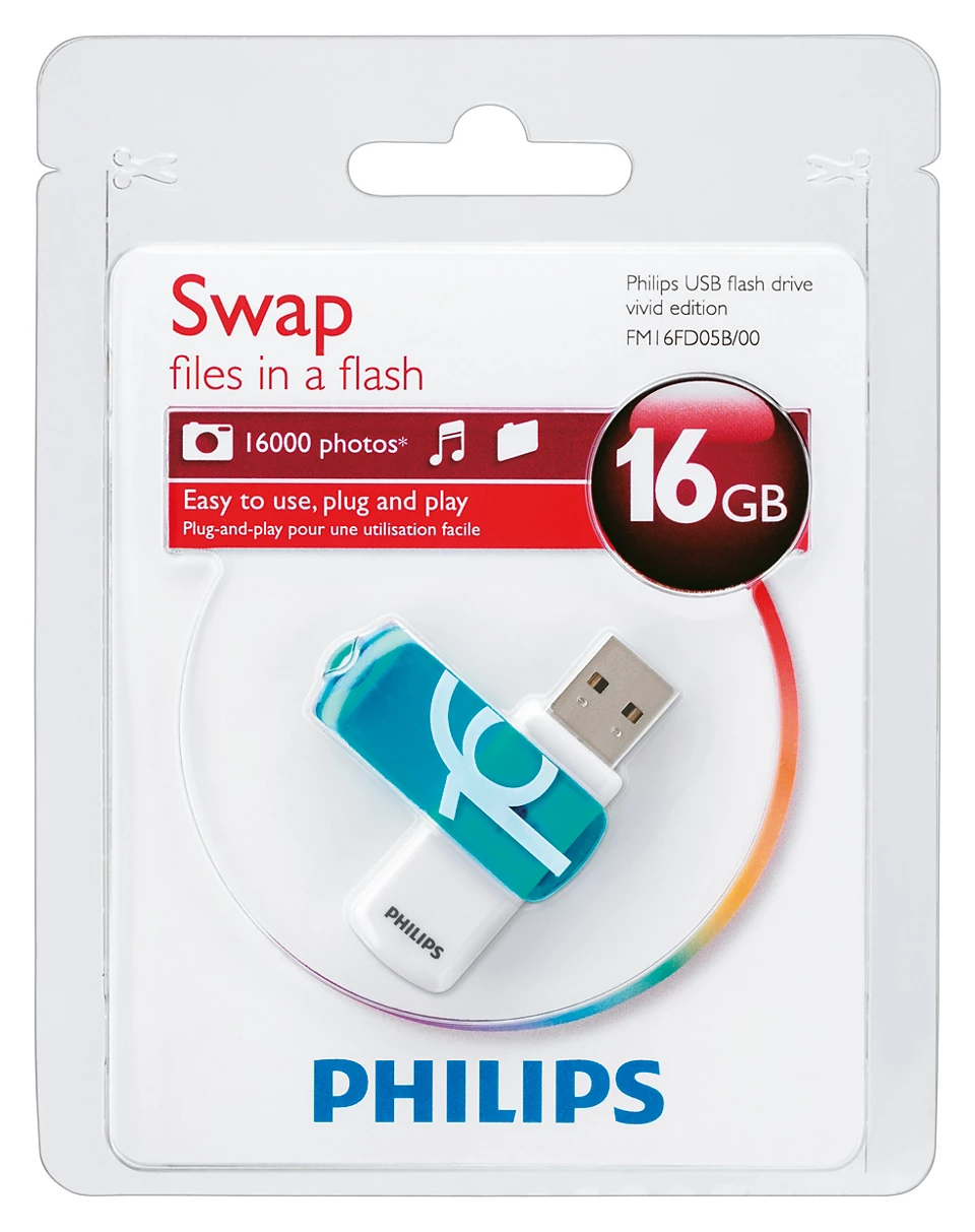 Philips FM16FD05B 16 GB Vivid Okyanus Mavisi USB 2.0 Flash Bellek
