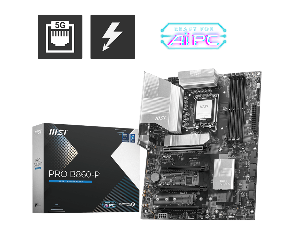 Msi PRO B860-P Sc-1851 B860 DDR5 8600Mhz 3xM2 5Gbit LAN ATX INTEL Anakart